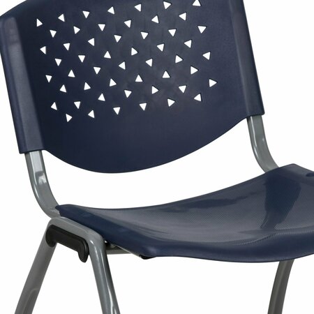 Flash Furniture HERCULES Series 5 Pack 880 lb. Capacity Navy Plastic Stack Chair with Titanium Gray Powder Coated Frame 5-RUT-F01A-NY-GG